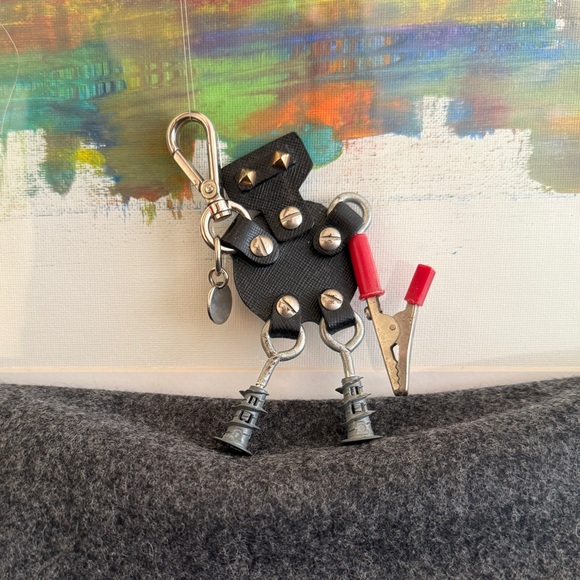 Prada Handbags - Prada Robot Charm - Black Saffiano Leather